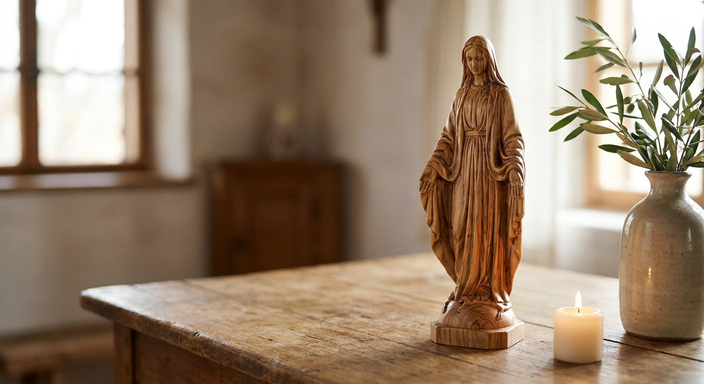Marienfigur aus Olivenholz für den Hausaltar 2026