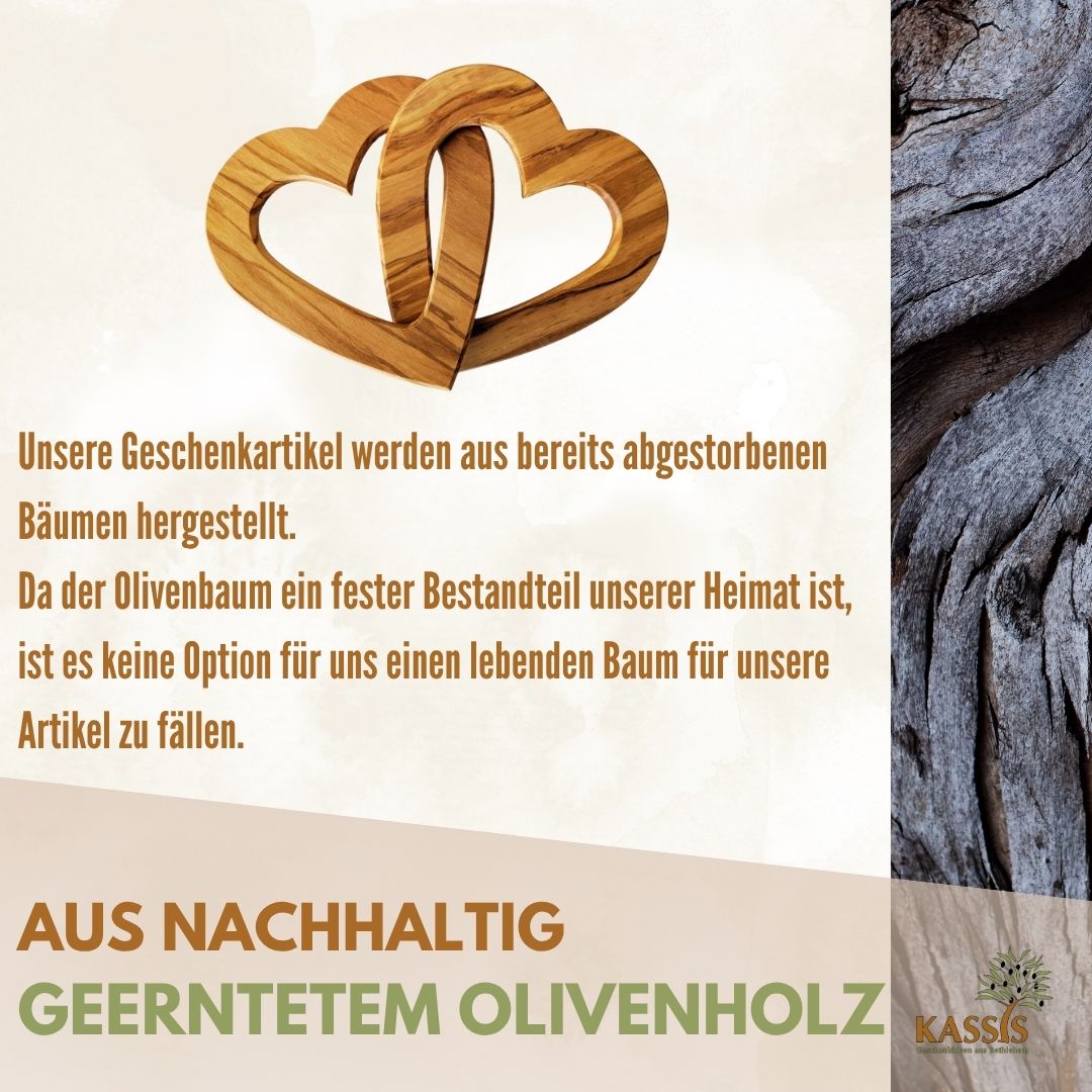 Personalisierte verbundene Herzen aus Olivenholz 15 cm mit Gravur | Geschenk zur Hochzeit, Valentinstag, Jubiläum