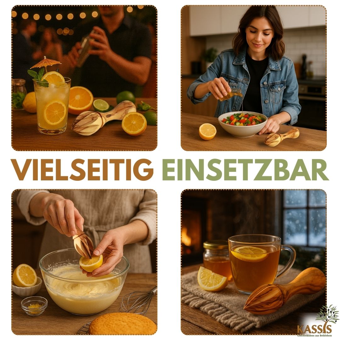 Zitronenpresse aus Olivenholz (14 cm) | Handliche Zitruspresse für Küche & frischen Saft