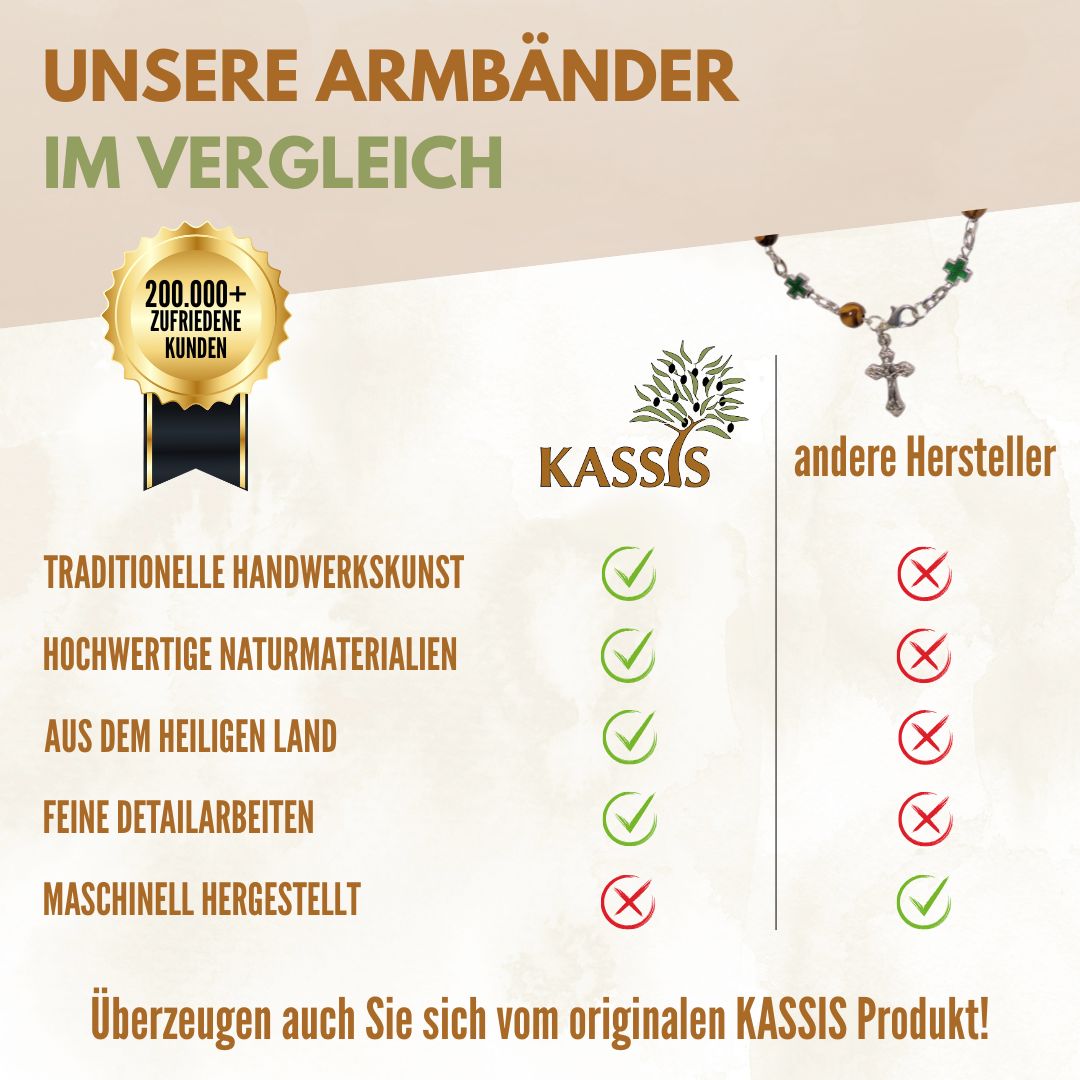 Olivenholz Armband mit farbigen Kreuzen | Handgefertigt in Bethlehem