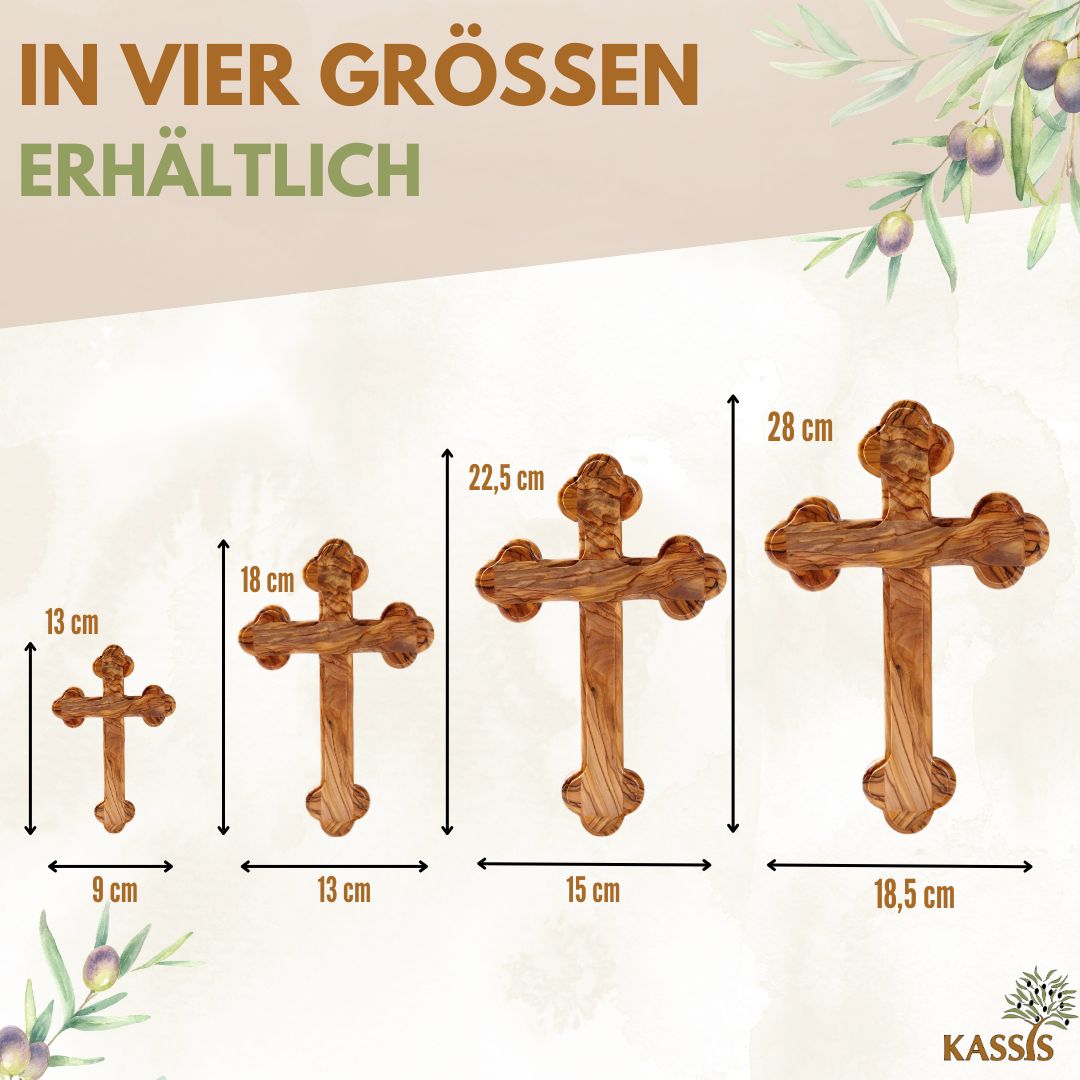 Olivenholz Kreuz mit runden Kanten | Wandkreuz Geschenk Taufe, Kommunion, Firmung