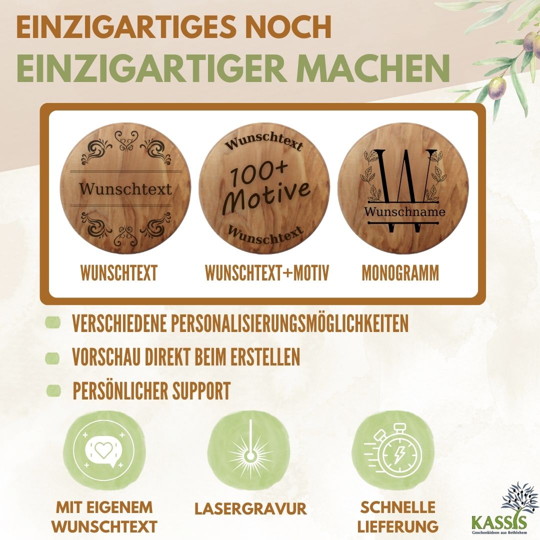 Personalisierter Flaschenöffner aus Olivenholz mit Gravur & Magnet | Geschenk für Männer, Vatertag, Geburtstag