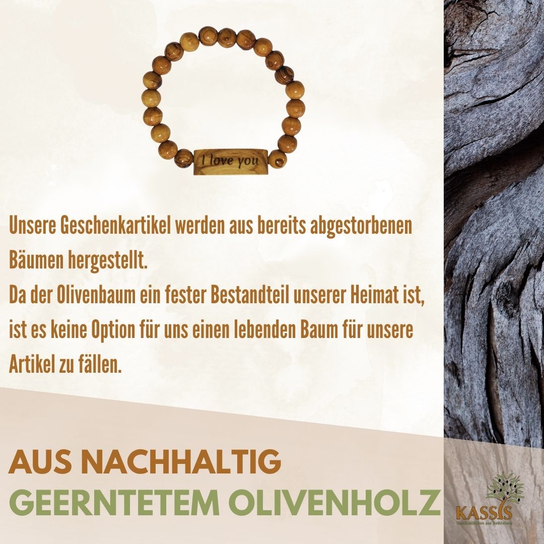 Personalisiertes Armband aus Olivenholz mit Gravur | Geschenk Geburtstag, Valentinstag, Jahrestag