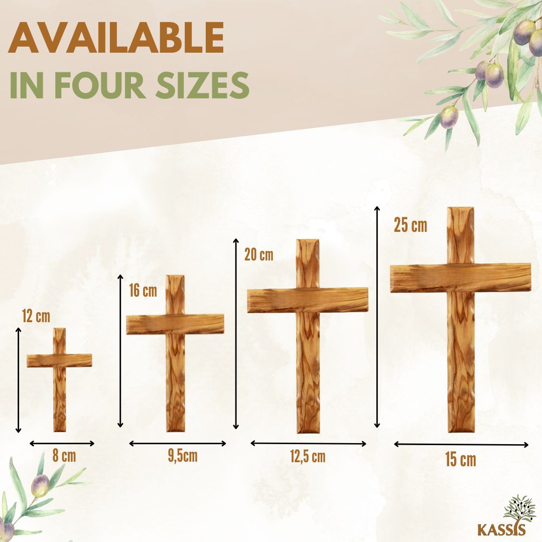 Olivenholz Kreuz gewellt | Schlichtes Wandkreuz als Geschenk zur Taufe, Kommunion oder Geburt