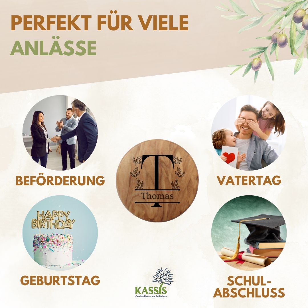 Personalisierter Flaschenöffner aus Olivenholz mit Gravur & Magnet | Geschenk für Männer, Vatertag, Geburtstag