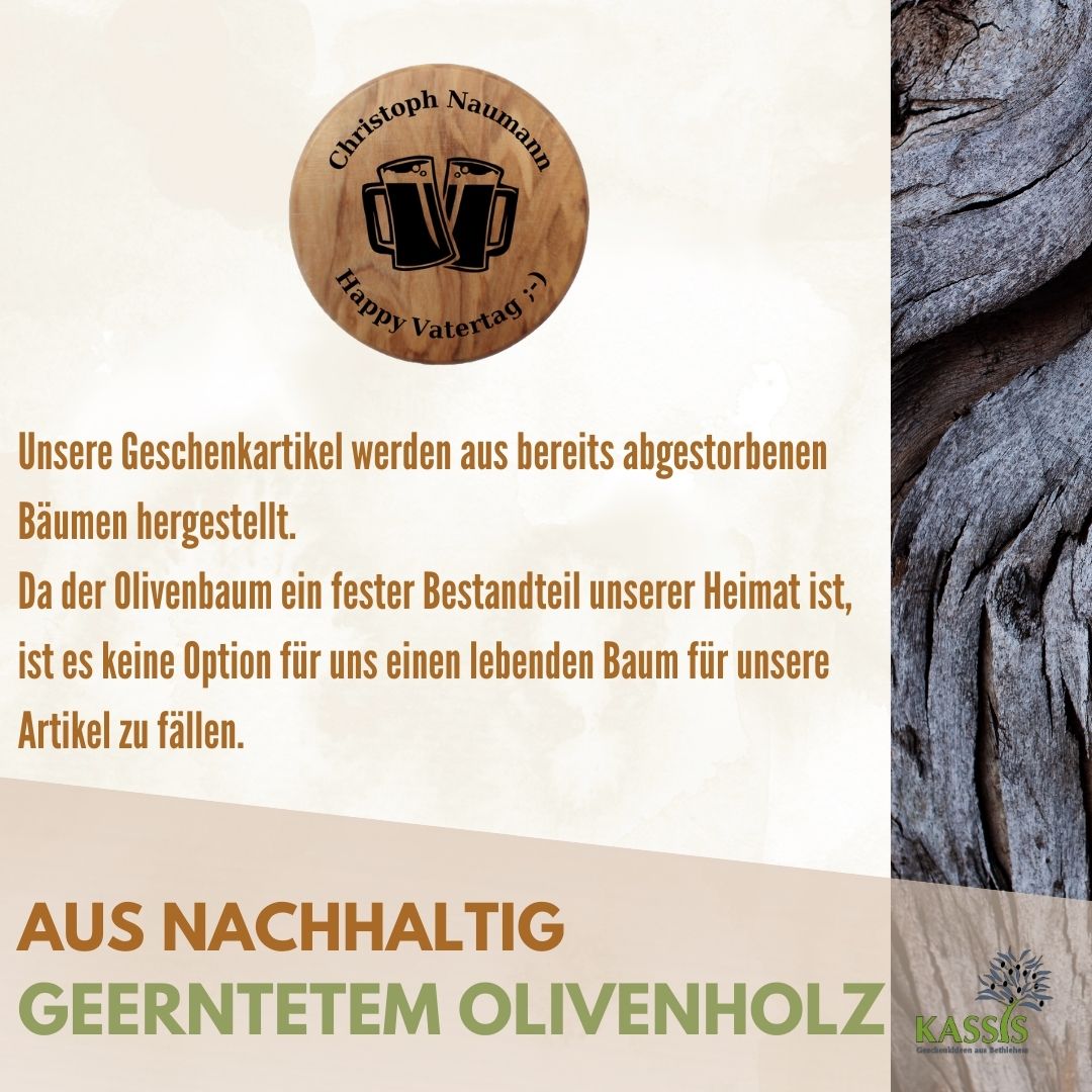 Personalisierter Flaschenöffner aus Olivenholz mit Gravur & Magnet | Geschenk für Männer, Vatertag, Geburtstag