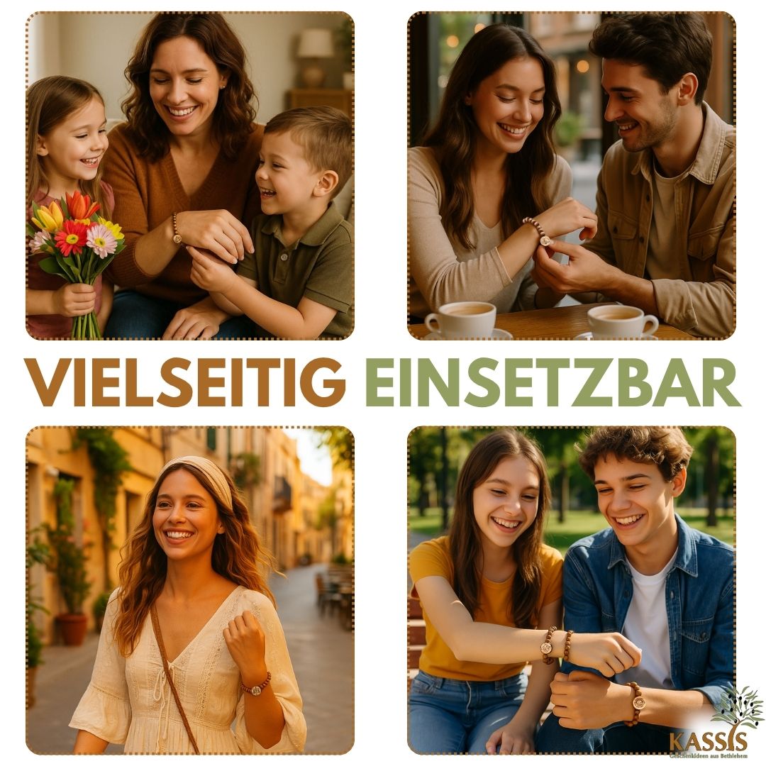 Olivenholz Armband mit Sternzeichen Anhänger | Personalisiertes Perlenarmband Damen & Herren, Geschenk Geburtstag