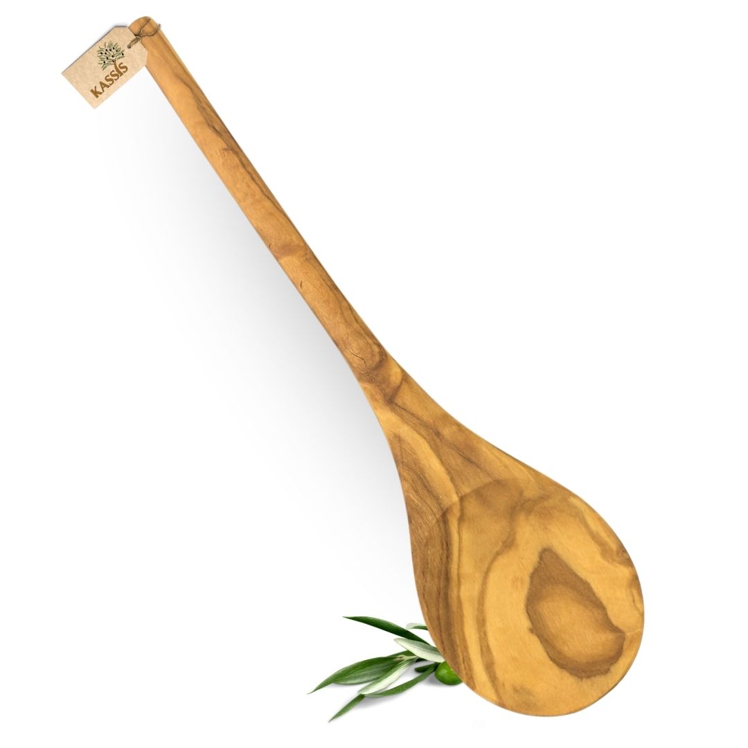 Kochlöffel aus Olivenholz (31 cm) | Massiver Holzlöffel zum Kochen & Servieren
