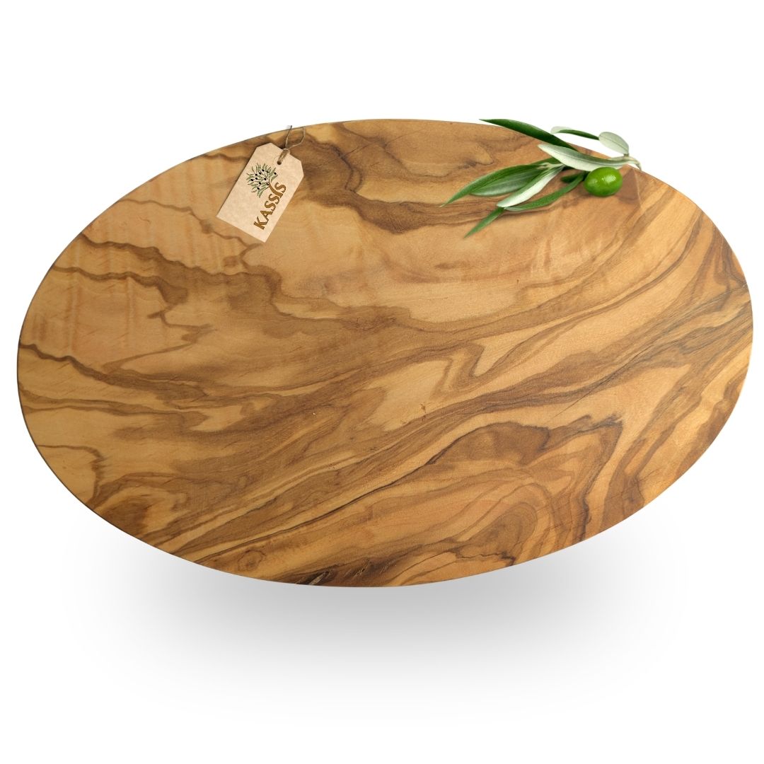 Servierbrett aus Olivenholz oval (27 × 17 cm) | Massives Schneidebrett & Frühstücksbrett