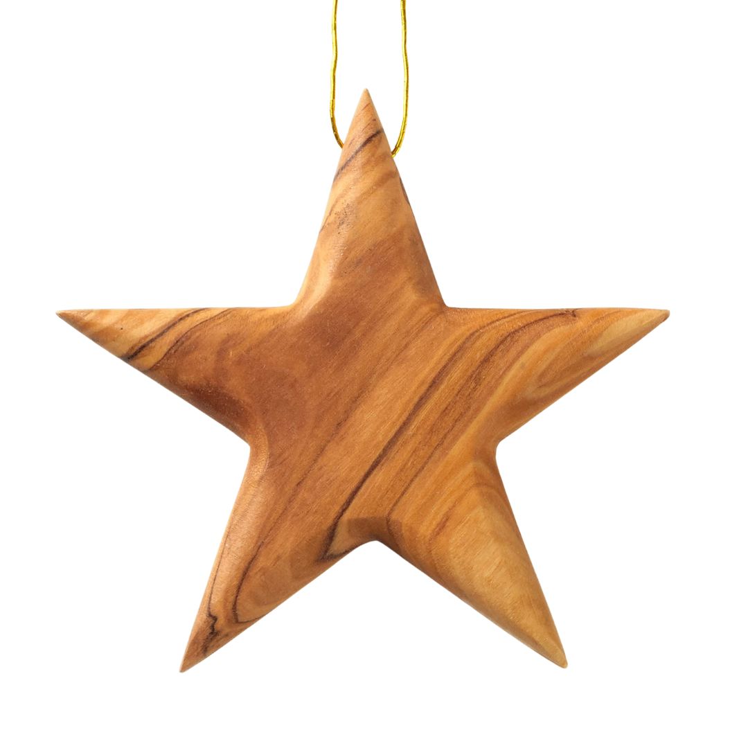 Stern Anhänger aus Olivenholz (8 cm) | Baumschmuck & stilvolle Weihnachtsdeko