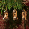 Weihnachtsdeko Baumschmuck Krippe in Glocke mit Rinde 3er Set
