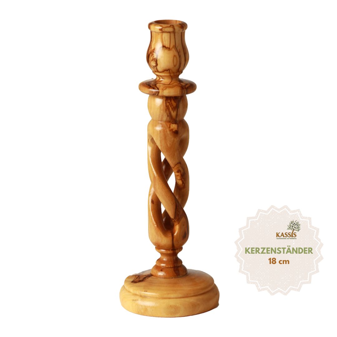 Olivenholz Kerzenständer modern 18 cm