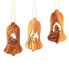 Weihnachtsdeko Baumschmuck Krippe 3er Set Glocke Anhänger - ohne Rinde
