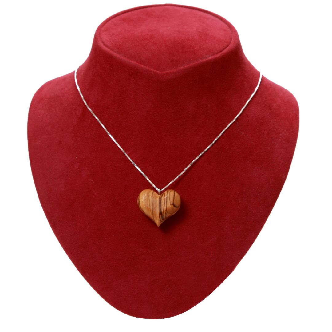 Olivenholz Herz Halskette mit 925 Silberkette | Schmuck Geschenk für Frauen, Valentinstag, Geburtstag