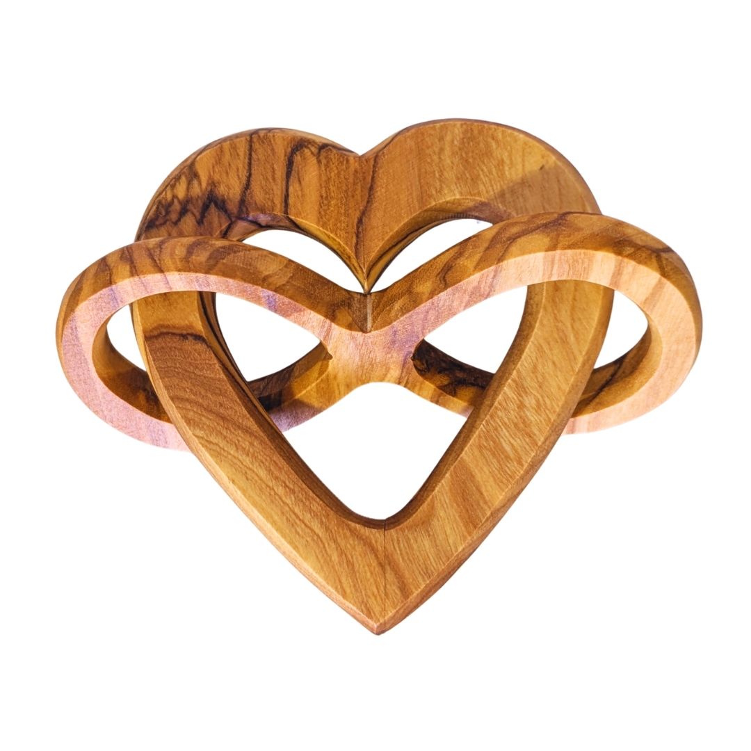 Personalisiertes Herz aus Olivenholz mit Unendlichkeitssymbol 7,5 cm | Geschenk zur Hochzeit, Valentinstag, Jubiläum