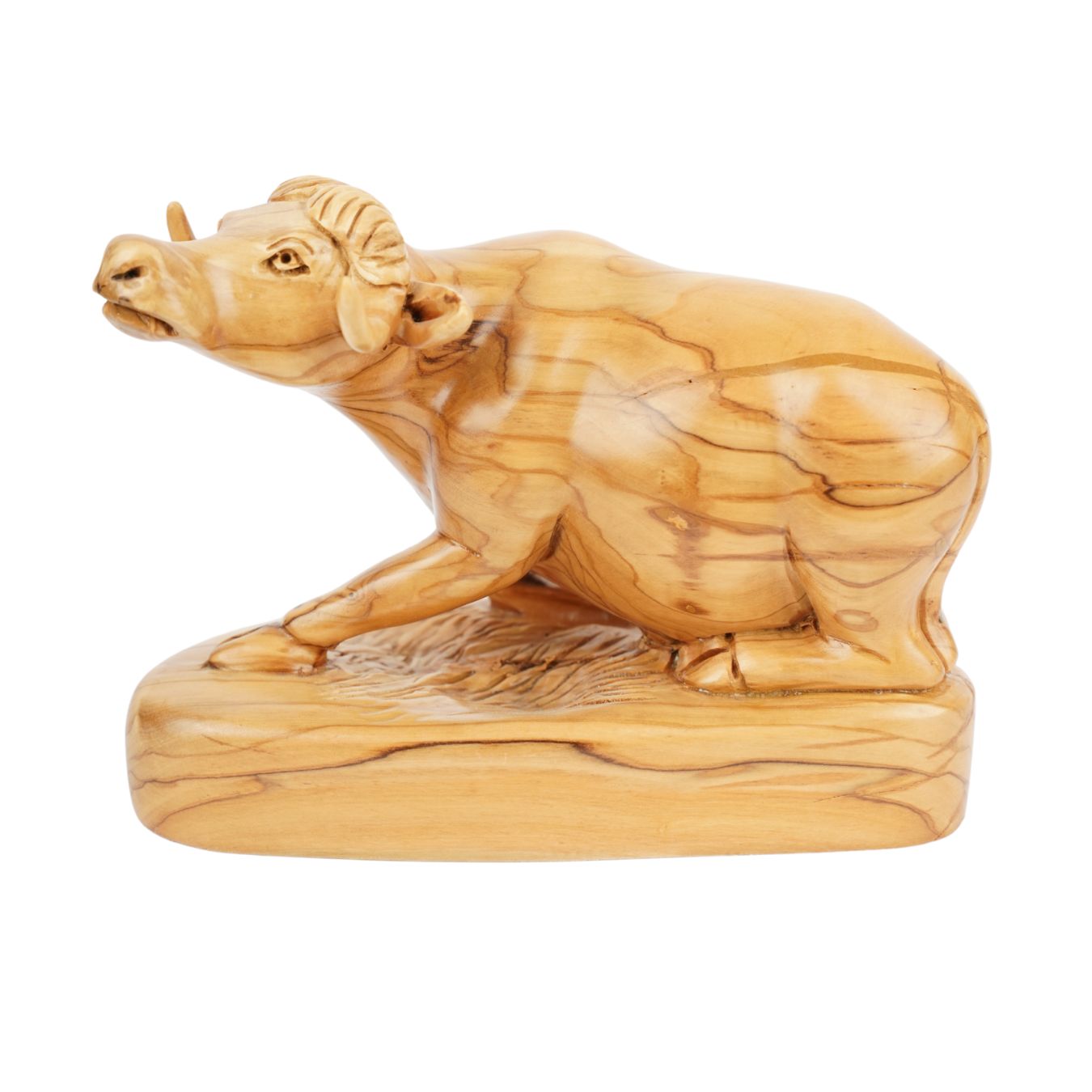 Handgeschnitzter Ochse aus Olivenholz – Exklusive Holzskulptur aus Bethlehem (18 cm)
