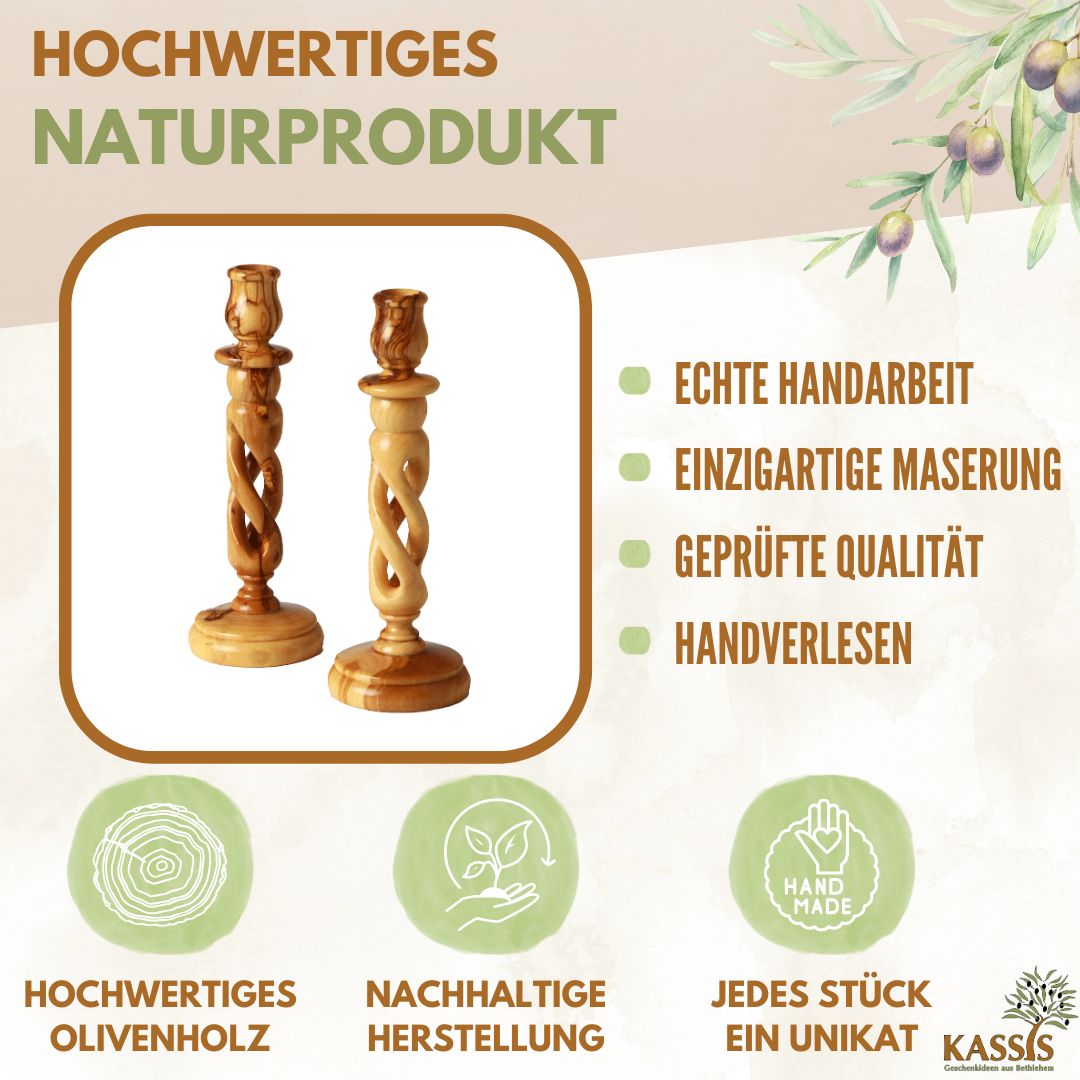 Olivenholz Kerzenständer modern 18 cm