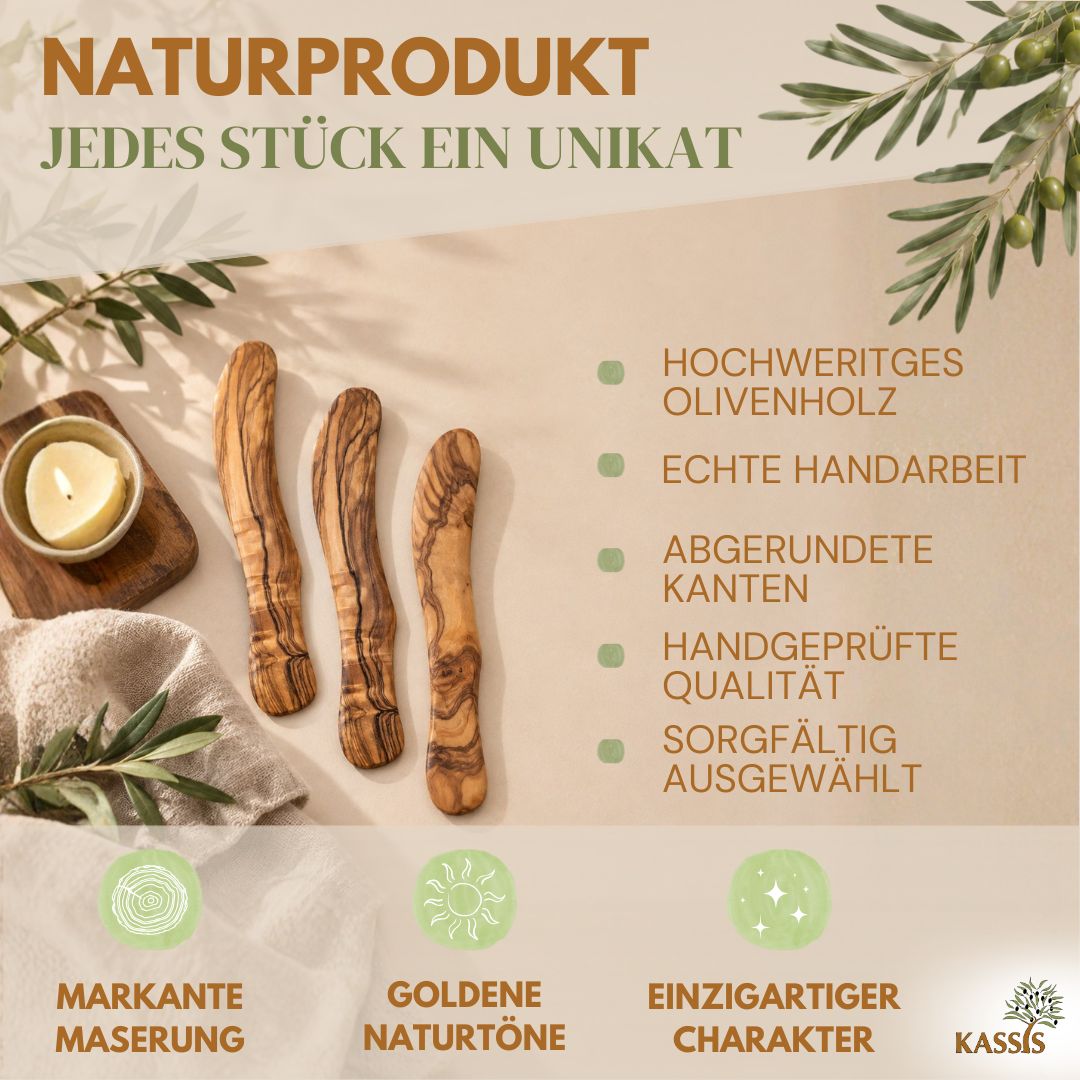 Buttermesser aus Olivenholz | Streichmesser & Frühstücksmesser aus Holz
