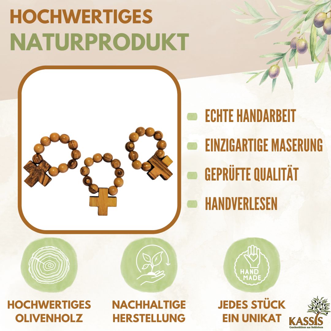 Olivenholz Fingerrosenkranz aus Bethlehem