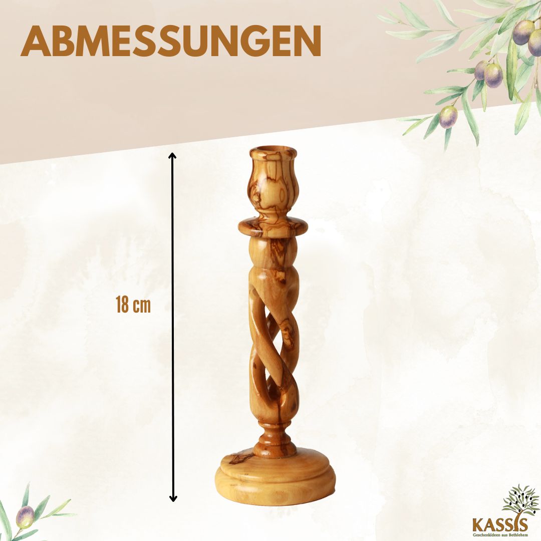 Olivenholz Kerzenständer modern 18 cm