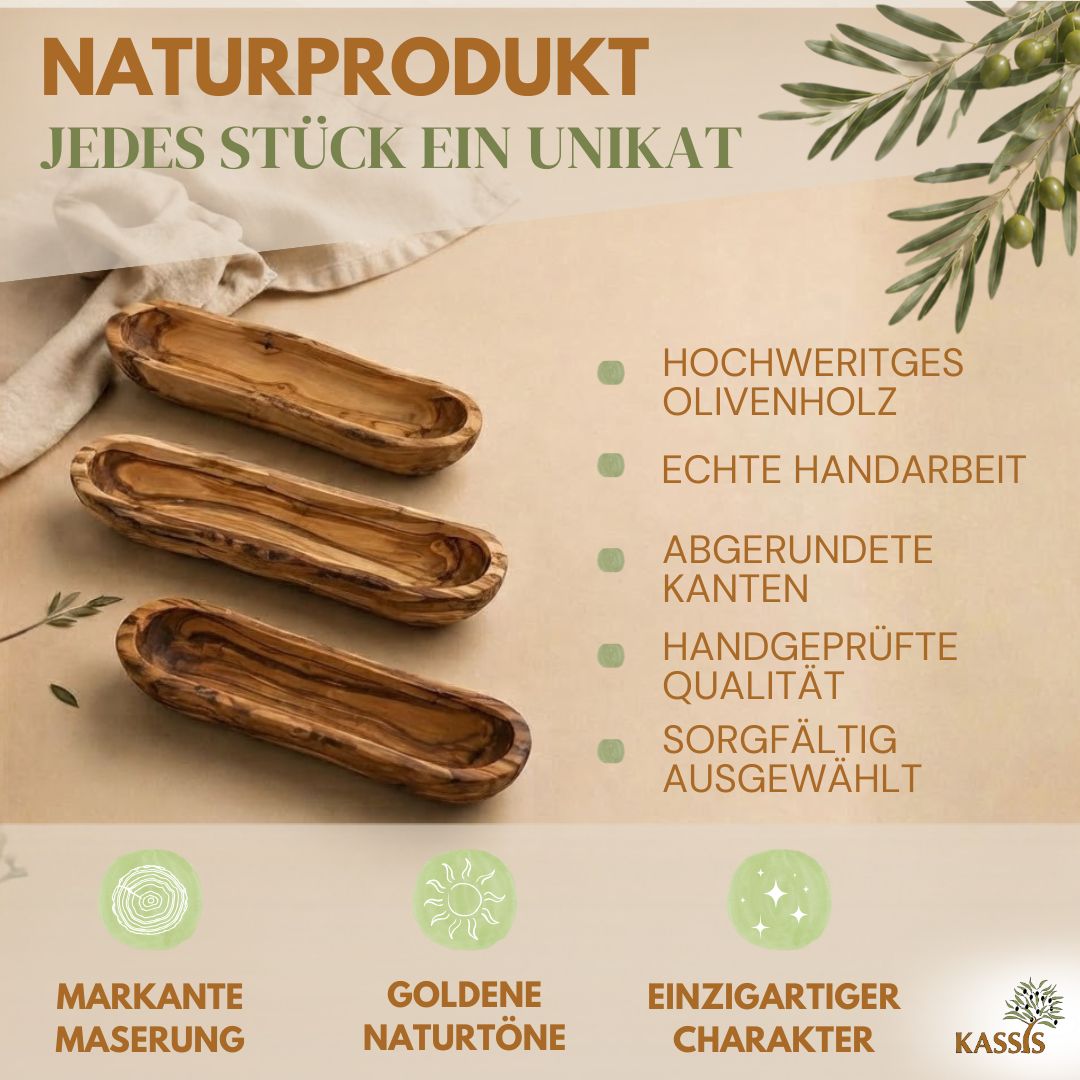Baguetteschale aus Olivenholz | Brotschale & Servierschale aus Holz