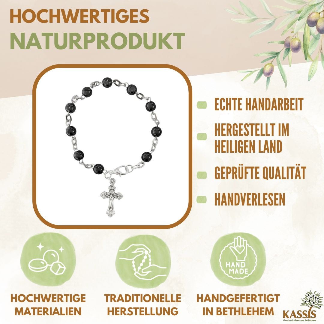Hämatit Armband mit runden Perlen & Metallelementen | Perlenarmband für Damen & Herren