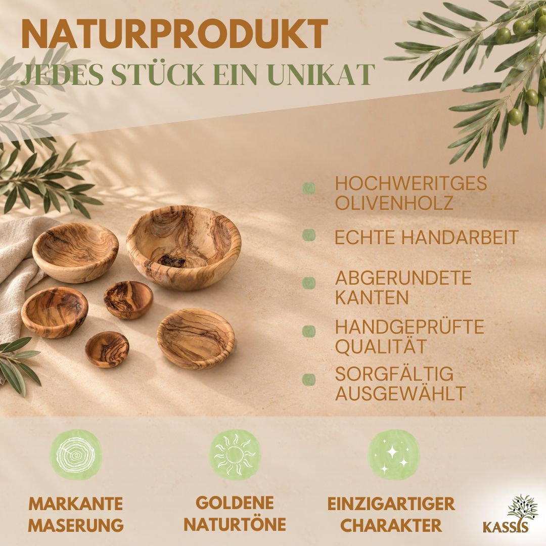 Schalenset aus Olivenholz | Holzschalen zum Servieren & Snacken