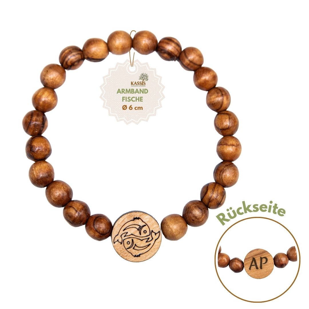 Olivenholz Armband mit Sternzeichen Anhänger | Personalisiertes Perlenarmband Damen & Herren, Geschenk Geburtstag