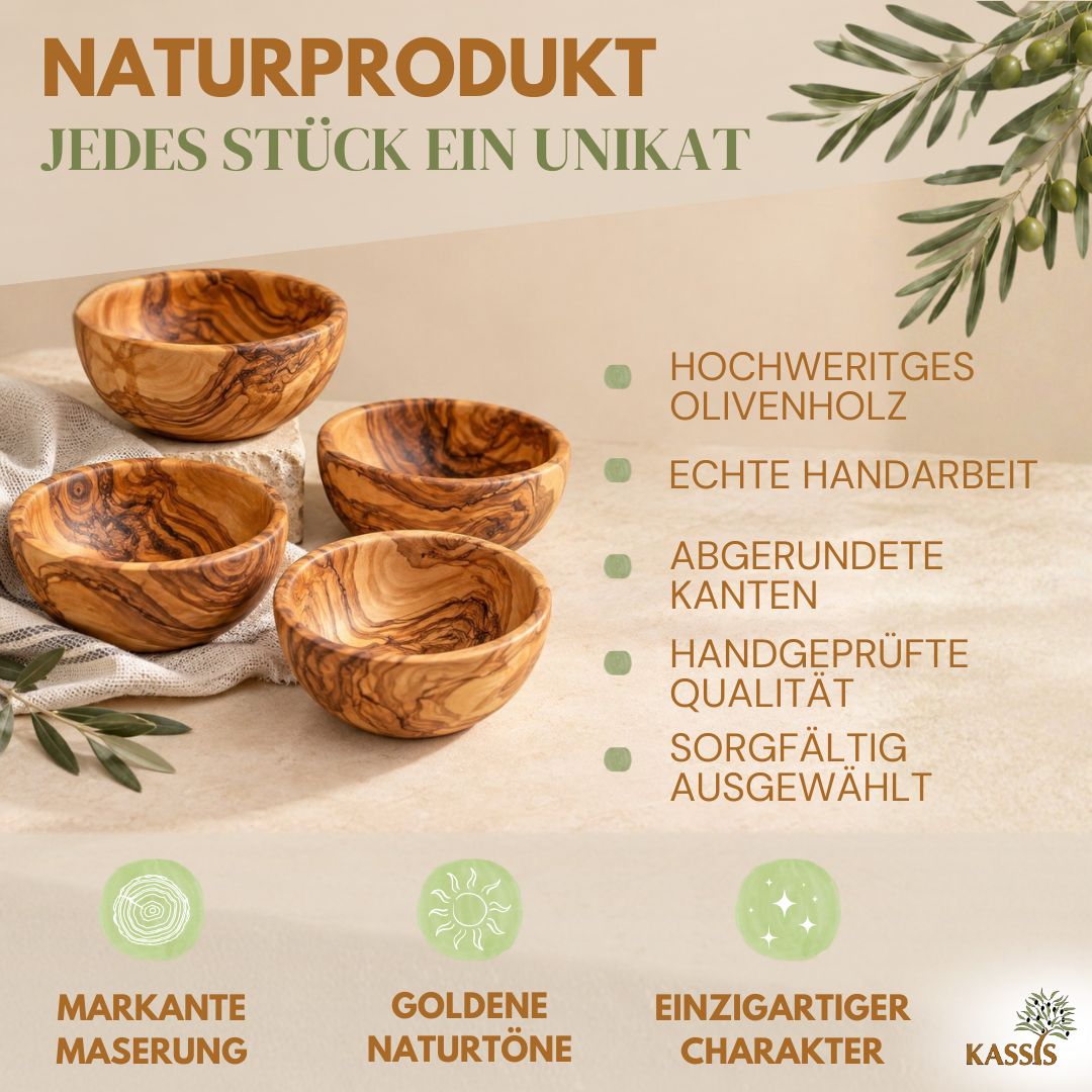 Schale aus Olivenholz Ø 12 cm | Handgefertigte Holzschale zum Servieren & Dekorieren