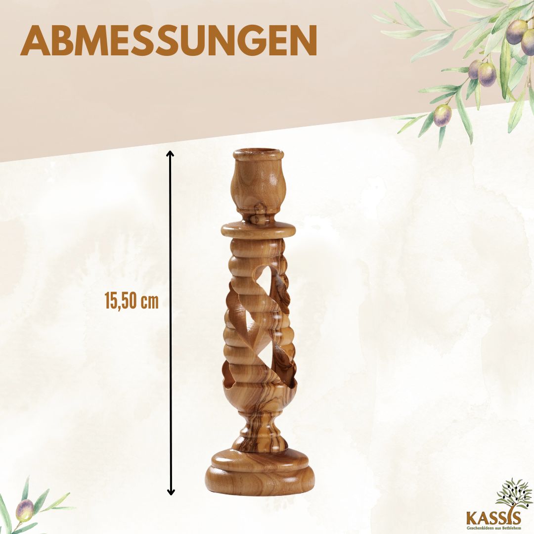 Olivenholz Kerzenständer modern 15,50 cm