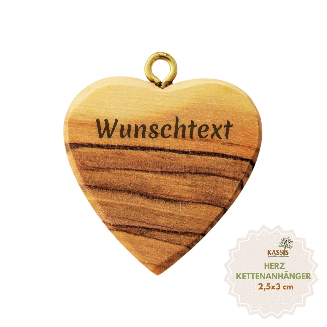 Herz Kettenanhänger aus Olivenholz 2,5 x 3cm