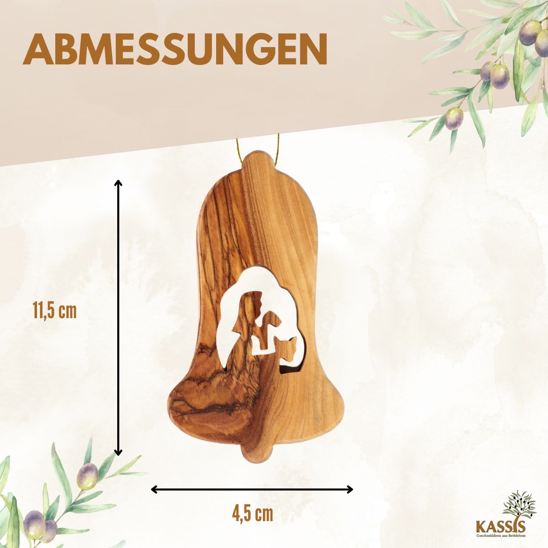 Olivenholz Krippen-Anhänger im 3er Set (ohne Rinde) | Baumschmuck & Weihnachtsdeko für Advent und Weihnachten