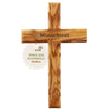 Schlichtes Kreuz aus Olivenholz mit Gravur