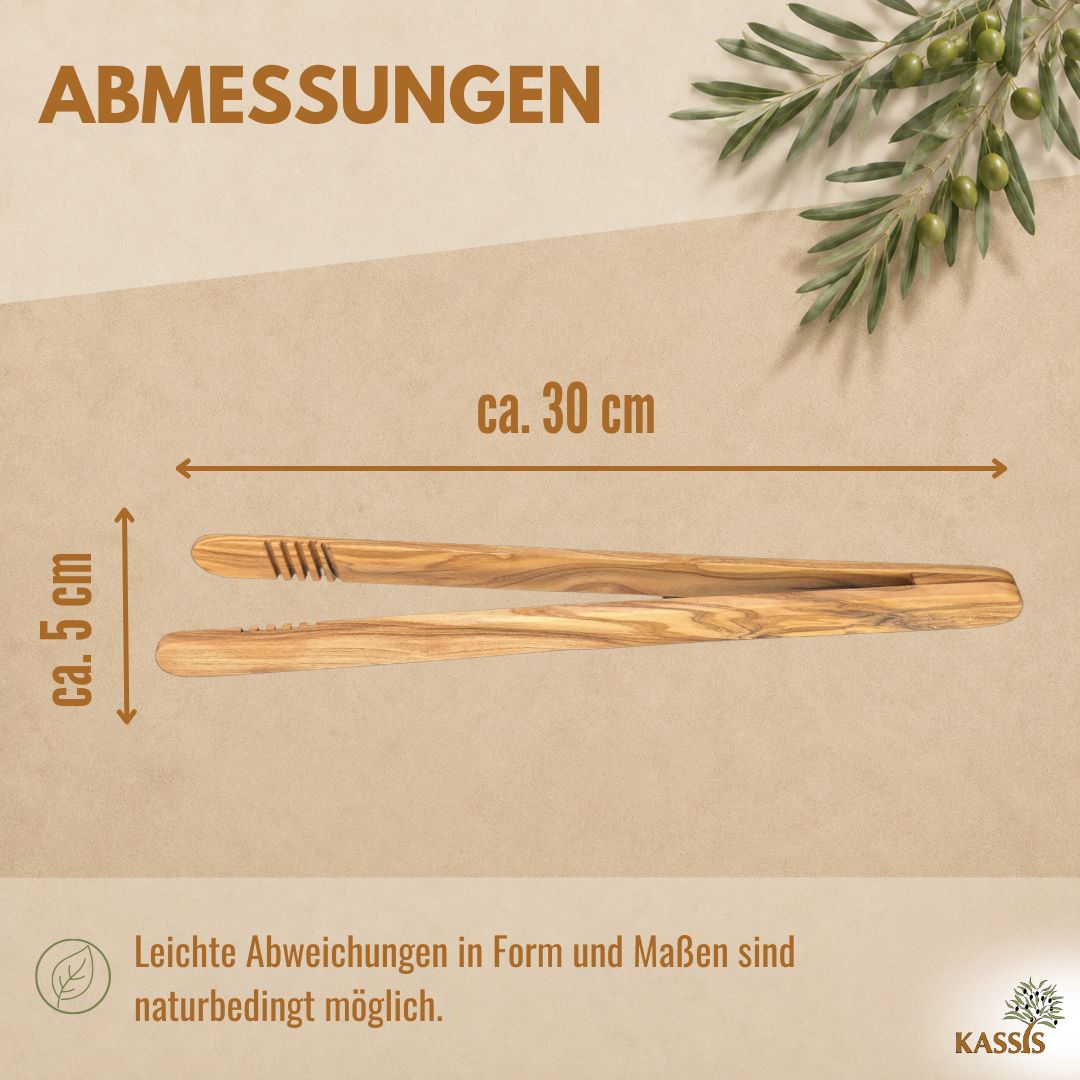 Küchenzange aus Olivenholz | Grill- & Servierzange aus Holz