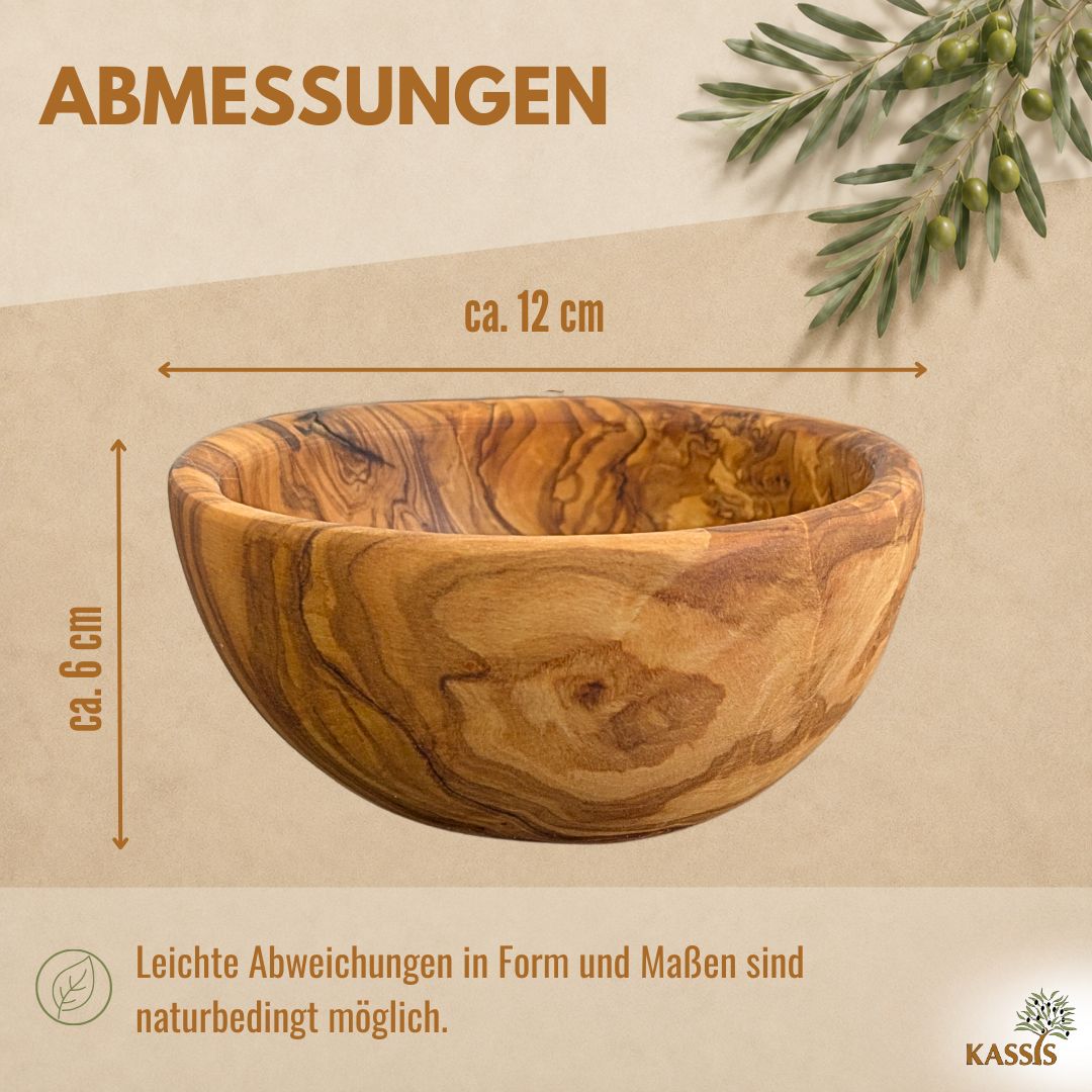 Schale aus Olivenholz Ø 12 cm | Handgefertigte Holzschale zum Servieren & Dekorieren