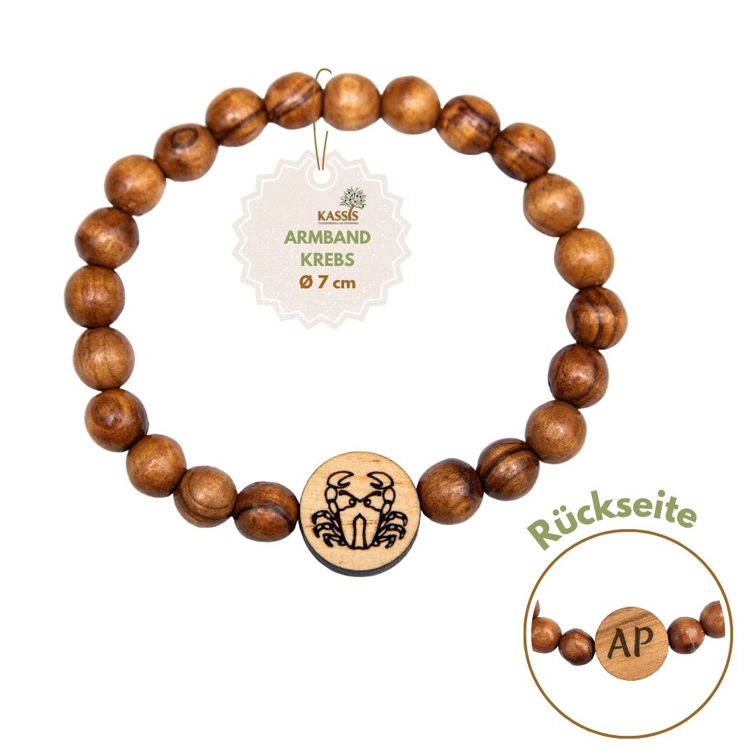 Olivenholz Armband mit Sternzeichen Anhänger | Personalisiertes Perlenarmband Damen & Herren, Geschenk Geburtstag
