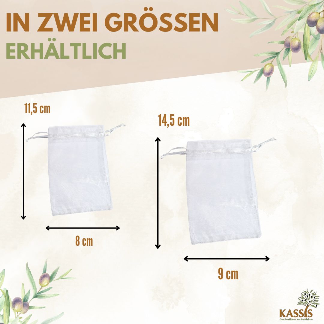 Organzasäckchen weiß 10 Stück | Geschenkbeutel für Schmuck, Hochzeit, Taufe, Gastgeschenke