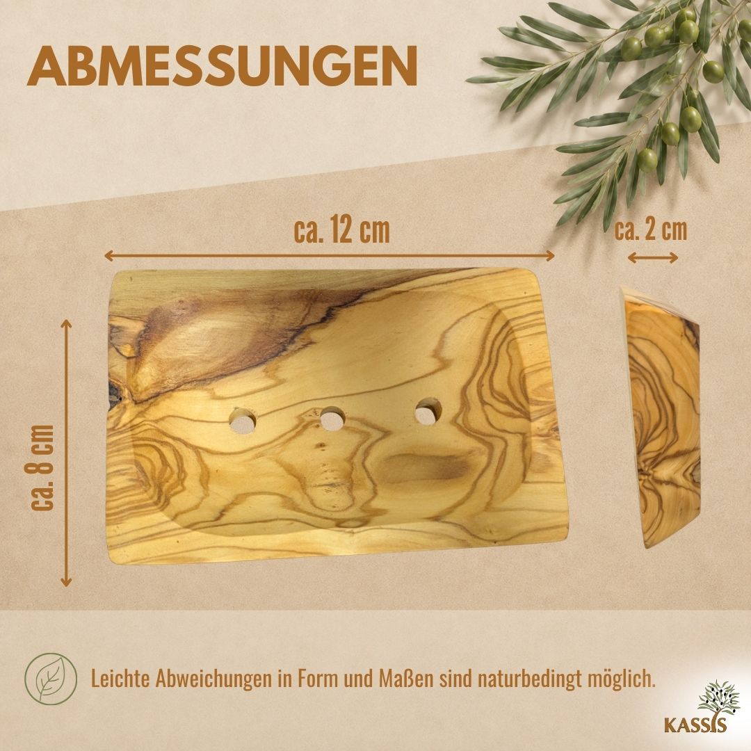 Seifenhalter aus Olivenholz | Seifenschale mit Ablauflöchern