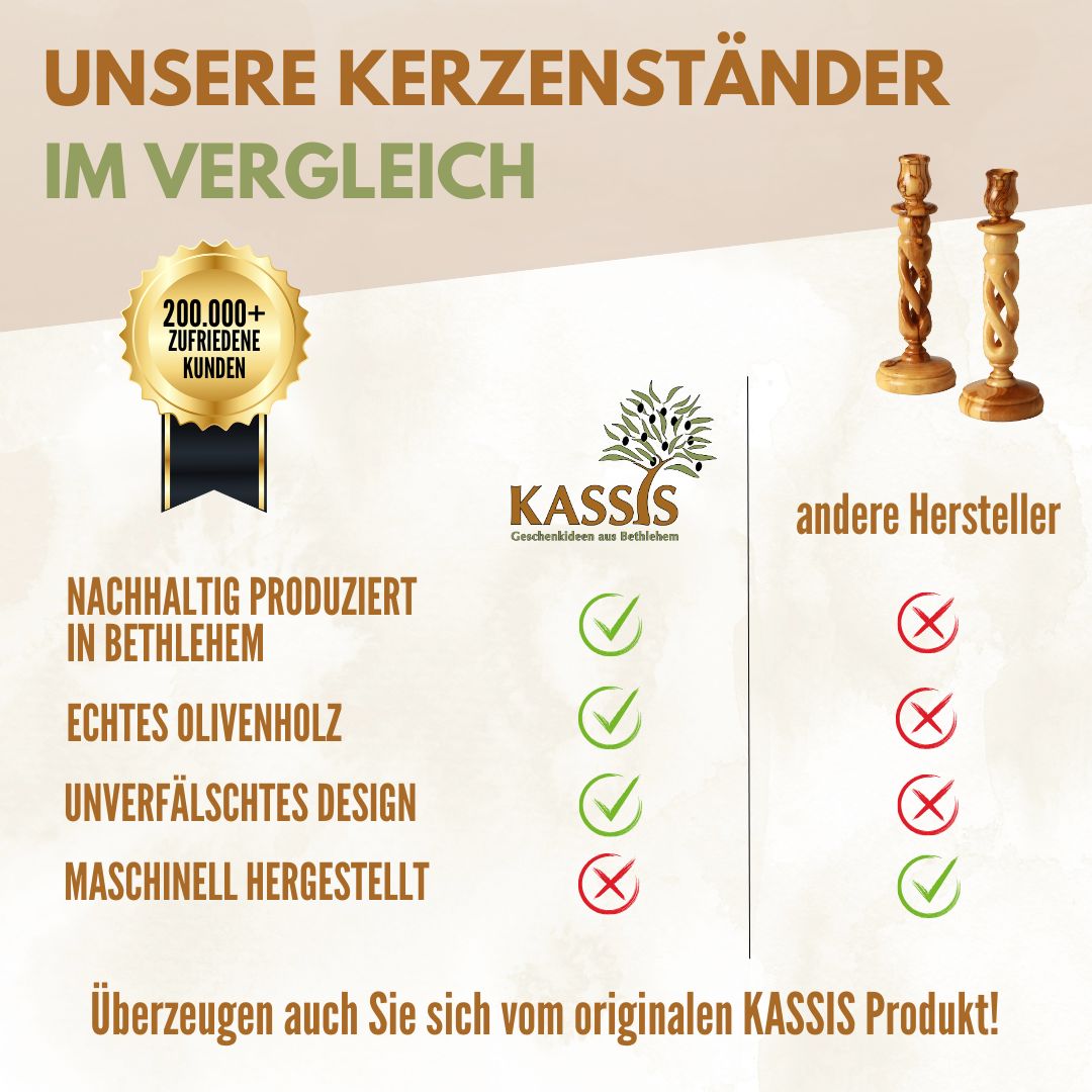 Olivenholz Kerzenständer modern 18 cm