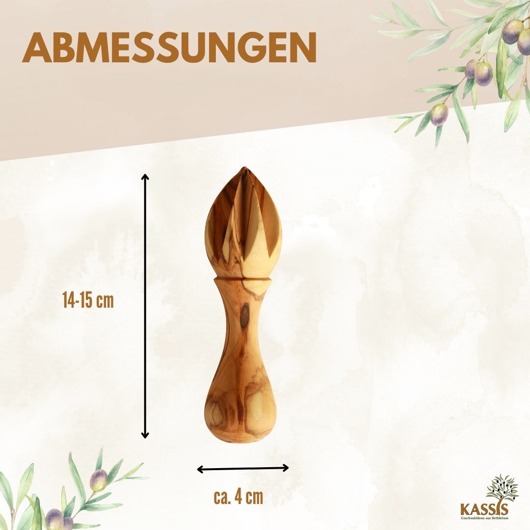 Zitronenpresse aus Olivenholz (14 cm) | Handliche Zitruspresse für Küche & frischen Saft