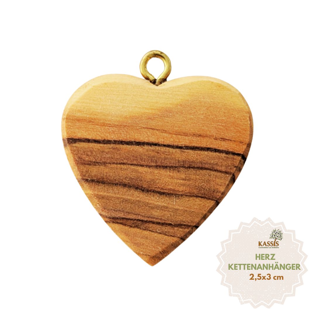 Herz Kettenanhänger aus Olivenholz 2,5 x 3cm