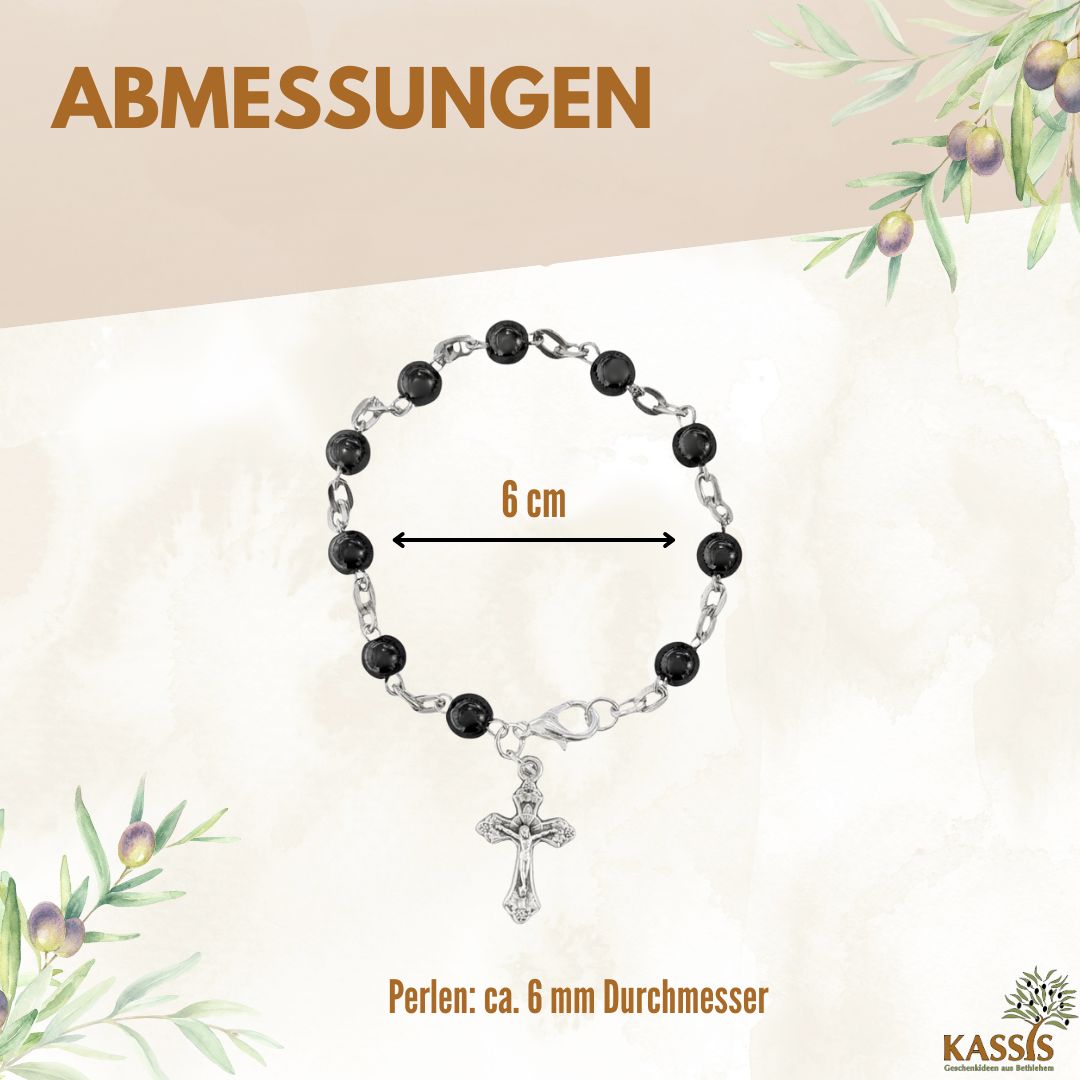 Hämatit Armband mit runden Perlen & Metallelementen | Perlenarmband für Damen & Herren