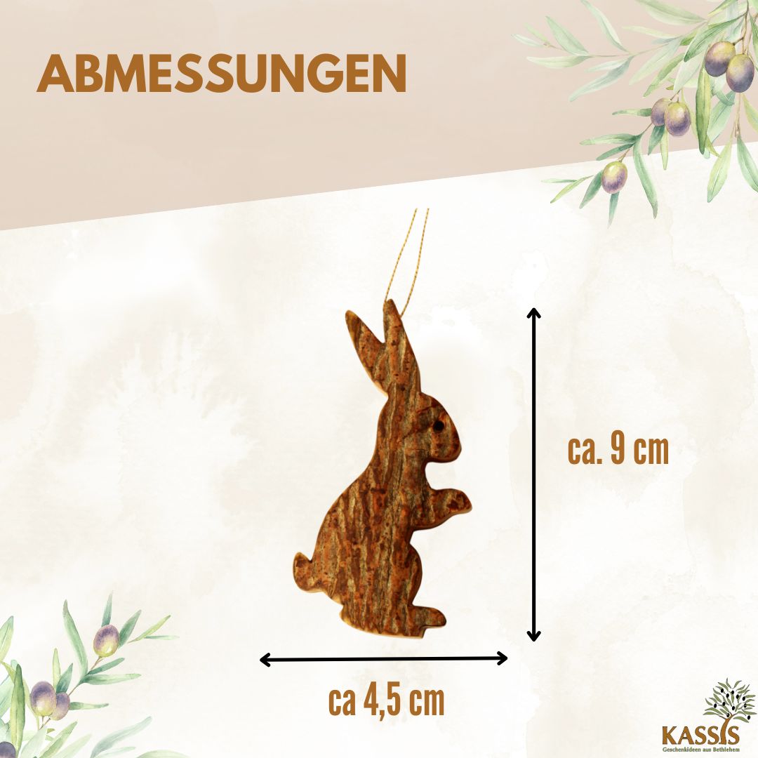 Osterhase Anhänger aus Olivenholz mit Rinde | Natürliche Osterdeko & Baumschmuck für Ostern