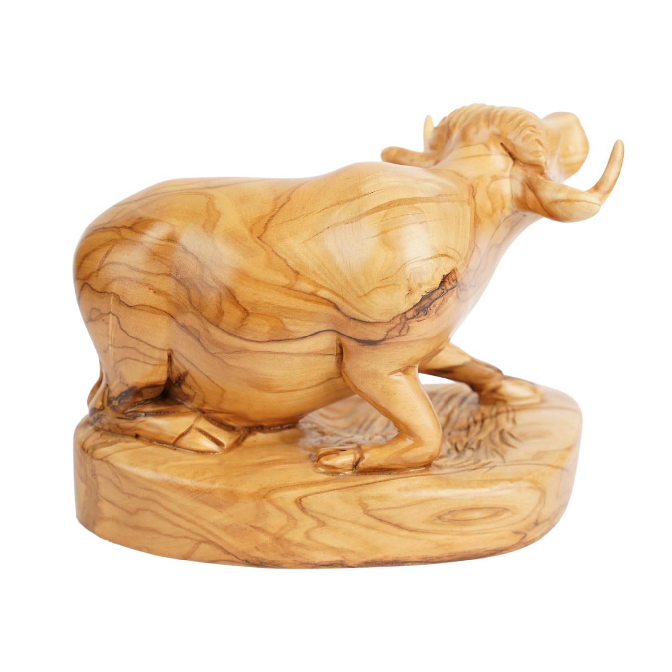 Handgeschnitzter Ochse aus Olivenholz – Exklusive Holzskulptur aus Bethlehem (18 cm)