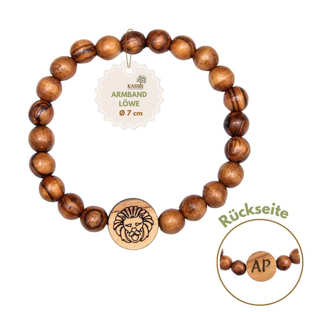 Olivenholz Armband mit Sternzeichen Anhänger | Personalisiertes Perlenarmband Damen & Herren, Geschenk Geburtstag