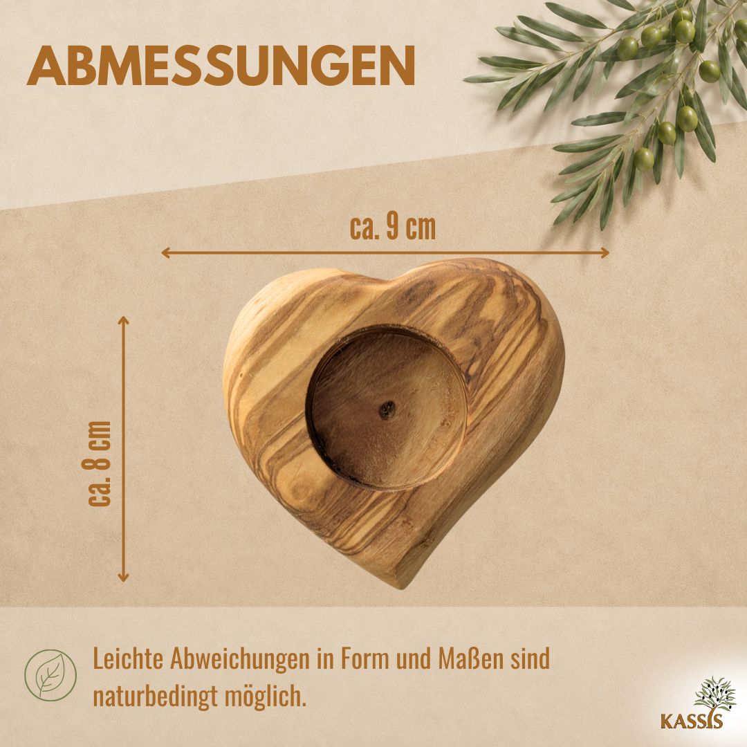 Teelichthalter Herz aus Olivenholz | Kerzenhalter & Geschenkidee