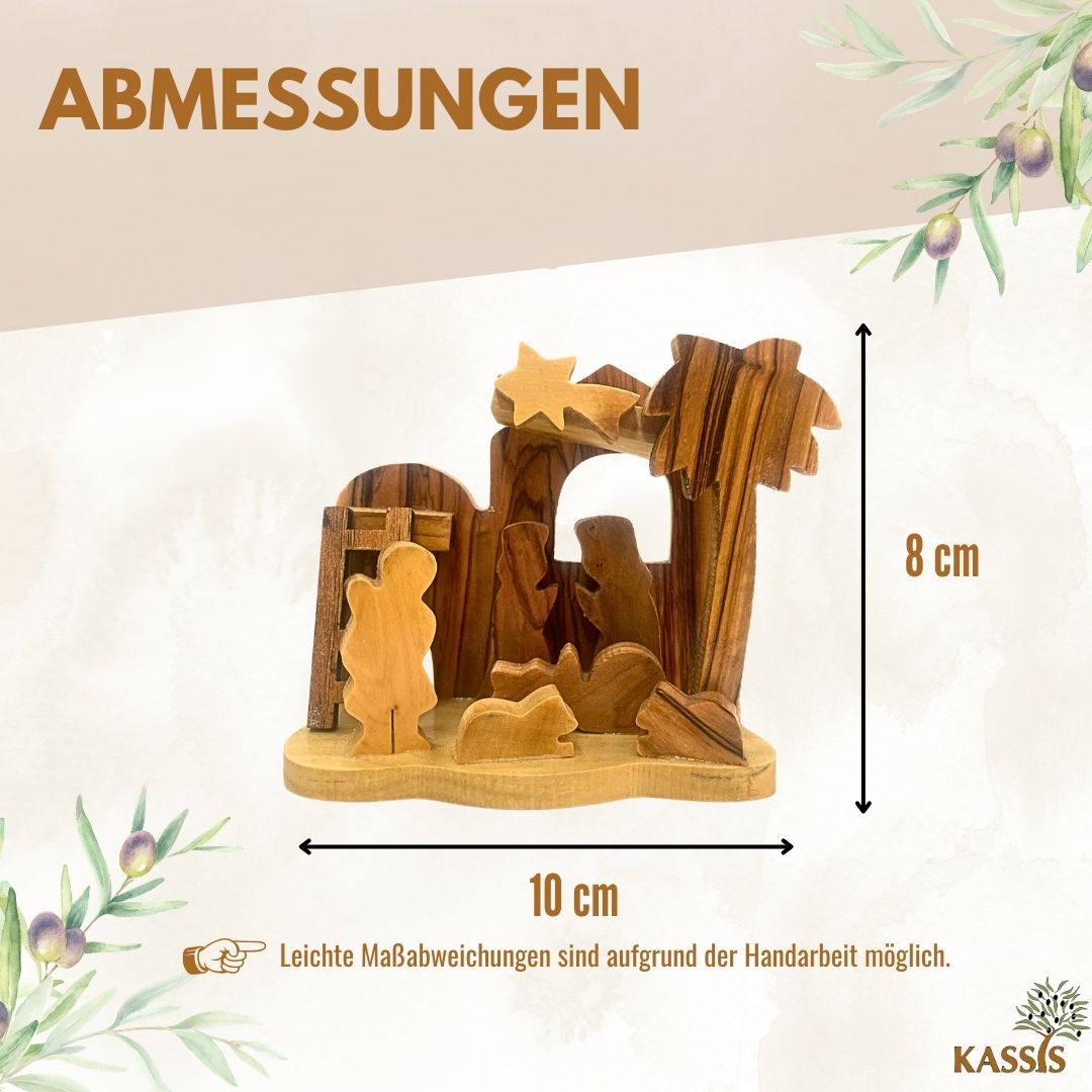 Krippe aus Olivenholz , 8 cm | Weihnachtsdeko & Geschenk für Advent und Weihnachten