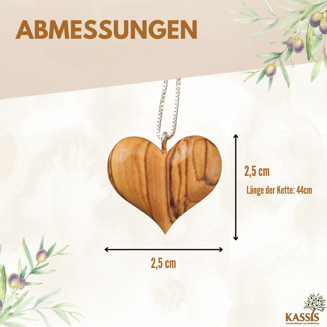 Olivenholz Herz Halskette mit 925 Silberkette | Schmuck Geschenk für Frauen, Valentinstag, Geburtstag