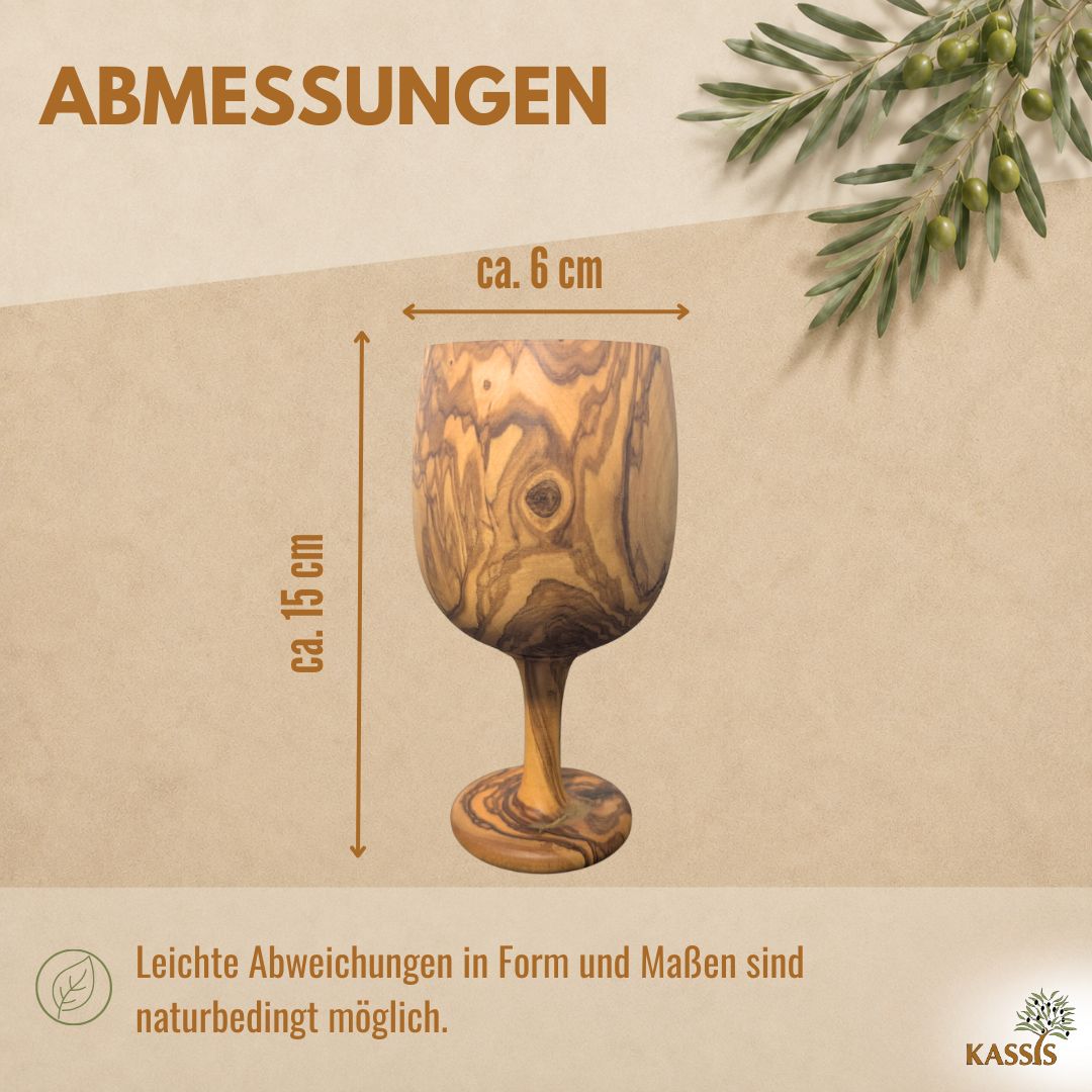 Weinglas aus Olivenholz | Handgefertigter Weinkelch aus Holz