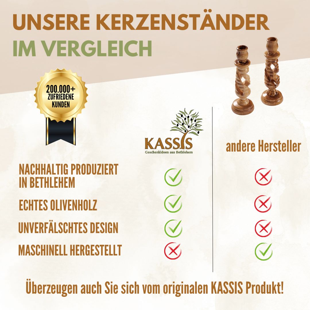 Olivenholz Kerzenständer modern 15,50 cm